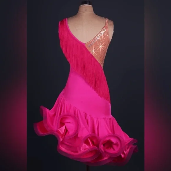 Elegant Pink Fringe Dress - Picture 2 of 2